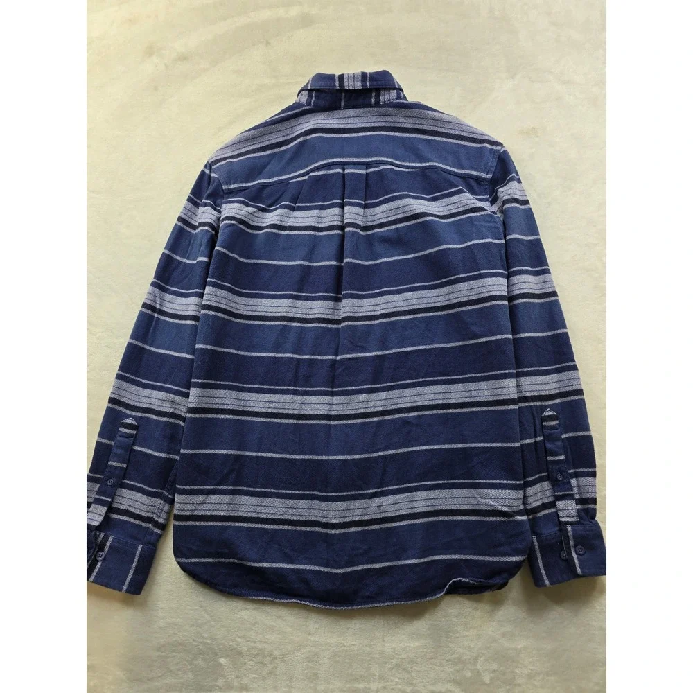 The North Face‎ Flannel Shirt Mens Large Blue Striped Cotton Lined Button Up